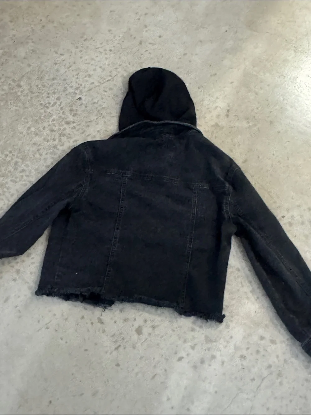 Justice Black Hooded Denim Jacket for Kids